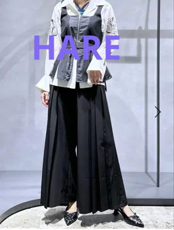 HARE 플리츠 디자인 팬츠 블랙 Free