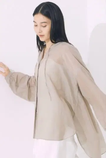 BABYRONE 코튼 실크 빅 시어 셔츠