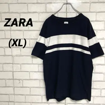 ZARA 자라 네이비 x 화이트 라인 루즈핏 보더 티셔츠 네이비