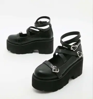 SHEIN 블랙 스트랩 플랫폼 샌들