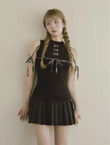 Darich 도킹 레이스업 미니 원피스