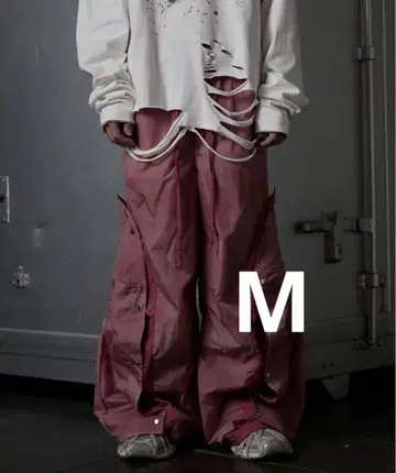 [ GRANCY ] 버튼 레이어드 디자인 나일론 팬츠 M 핑크