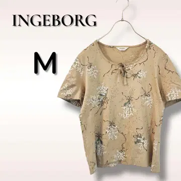 INGEBORG 잉게보르그 꽃무늬 반팔 코튼 100% M 사이즈 리본