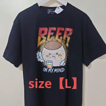 밤만쥬 맥주 T셔츠 L 사이즈 치이카와 (먼작귀) 음주 밤만쥬 블랙