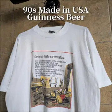 90년대 USA 제작 Guinness 쥐 메시지 티셔츠 기업 맥주