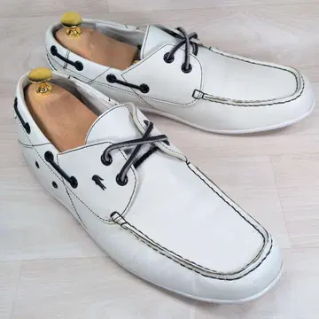 라코스테 27.0cm 화이트 가죽 드라이빙 슈즈 모카신