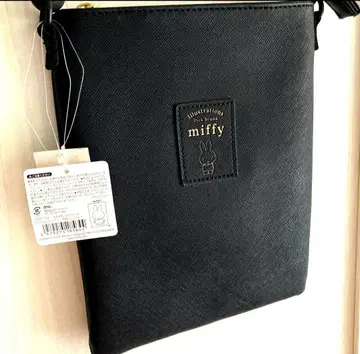 가죽 느낌 플랫 숄더 금박 미피 블랙
