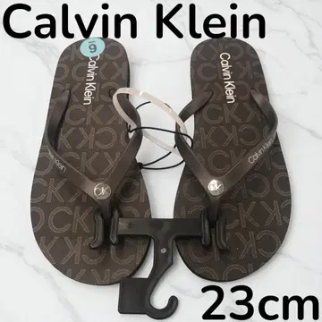Calvin Klein 샌들 23cm 브라운 로고 귀여움 인기
