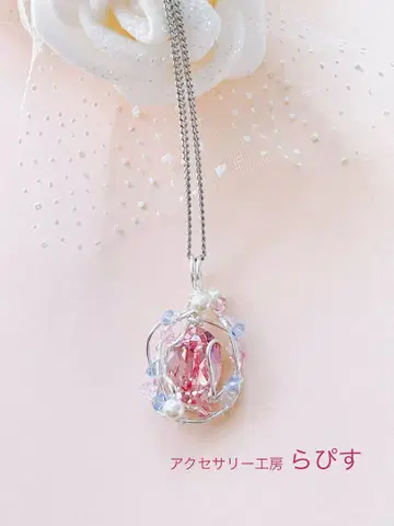 라이트 로즈 핑크 크리스탈 펜던트 크리스탈 비즈 목걸이