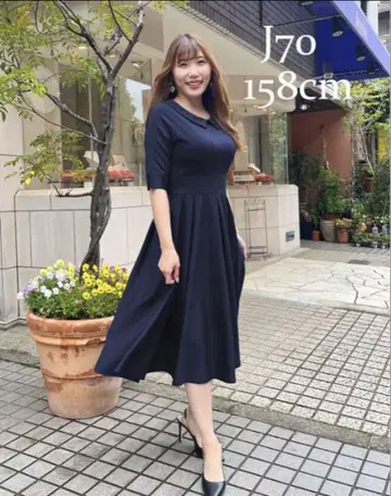 플로이 라인 원피스 (5부 소매) 네이비 S 사이즈