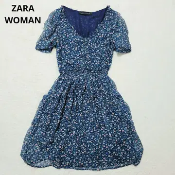 ZARA WOMAN 미니 꽃무늬 원피스 튜닉 반팔 허리밴딩