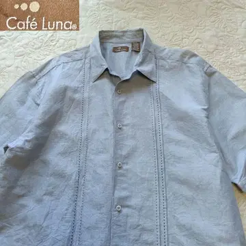 Cafe Luna 반팔 셔츠 라미 린넨 자수 쿠바 셔츠 XL