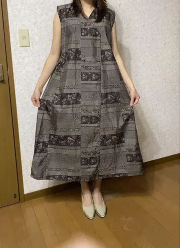 기모노 리메이크 원피스 오시마 명주 순수 실크 모델 158cm 45kg