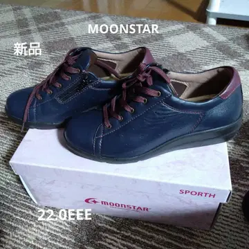 새상품 MOONSTAR 네이비/버건디 천연 가죽 22.0 EEE