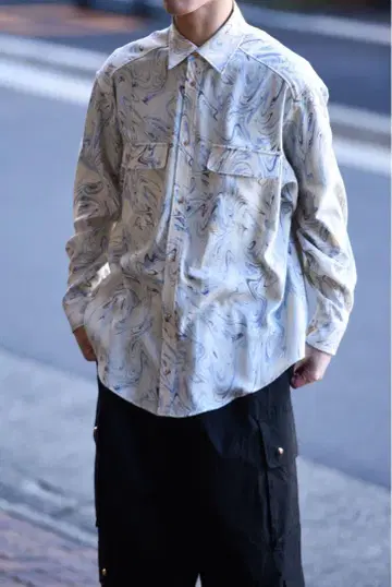 suesada print shirt white 23ss