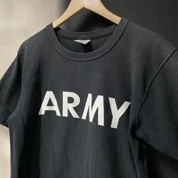 챔피온 리버스 위브 ARMY 로고 티셔츠 블랙 페이드 XL