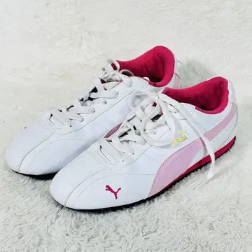 [ PUMA ] 푸마 화이트/핑크 로우컷 스니커즈 가죽 24.5