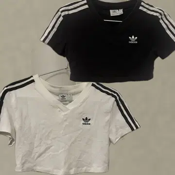 adidas 크롭 기장 Black, White 세트