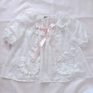 katie 쉬폰 블라우스 미니 꽃무늬 하트 페어리 리본 케이티