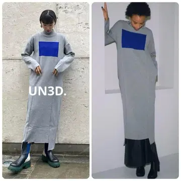 시착만 한 상품 UN3D. 언쓰리드 포인트 컬러 니트 원피스 38
