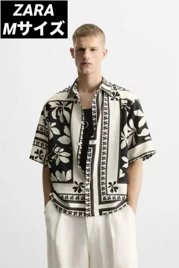ZARA 자라 콤비네이션 프린트 패턴 셔츠 M 완판템