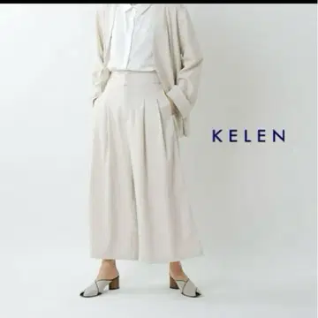 KELEN 케렌 린넨 턱 와이드 트라우저 린넨 면 프리 사이즈