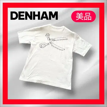 미품 희귀 DENHAM 티셔츠 화이트 M 자수 로고 가위 미용사 인기