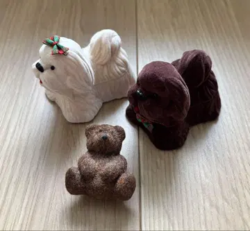 강아지 리본 반지 박스 반지 케이스 / 테디베어 브로치 쇼와 레트로