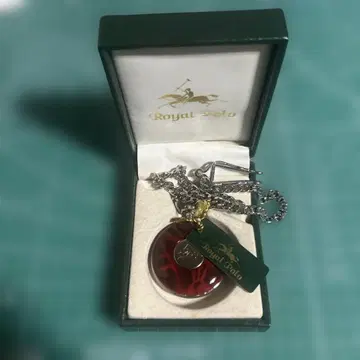 Royal Polo 빨간 유리 펜던트 목걸이 앤티크 시계