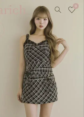 Darich 다리치 트위드 체크 리본 미니 원피스 FL