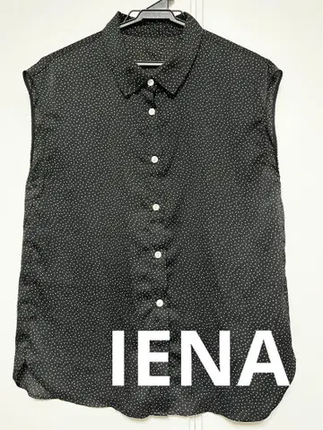 IENA 블라우스 블랙 도트 슬리브리스