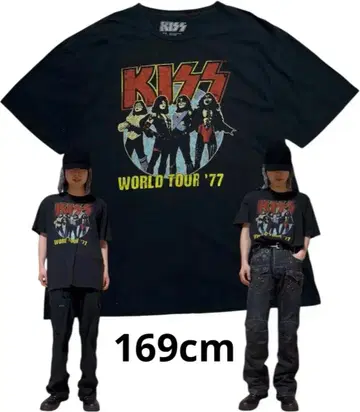 KISS 월드 투어 밴드 티셔츠 169cm