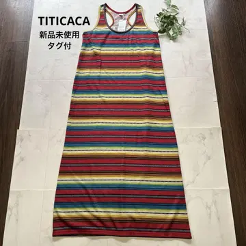 미사용 새상품 택 포함 TITICACA 슬리브리스 보더 맥시 원피스