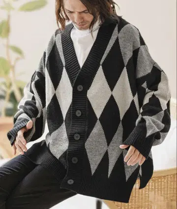 CAMBIO 오버사이즈 아가일 가디건 사이즈 M