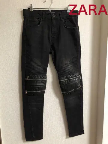 새상품급 ZARA 자라 지퍼 블랙 데님 팬츠 디자인 데님