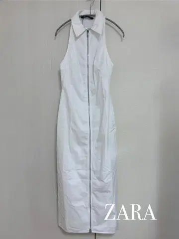 미사용 택 포함 ZARA 화이트 슬리브리스 셔츠 원피스 XS
