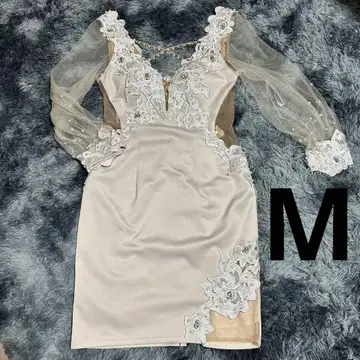 AR 7부 소매 드레스 미니 핑크 베이지