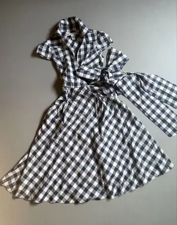 DIANE von FURSTENBERG 깅엄 체크 실크 랩 원피스