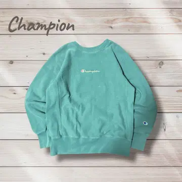 Champion 리버스 위브 청색 택 일본 규격 맨투맨 그린