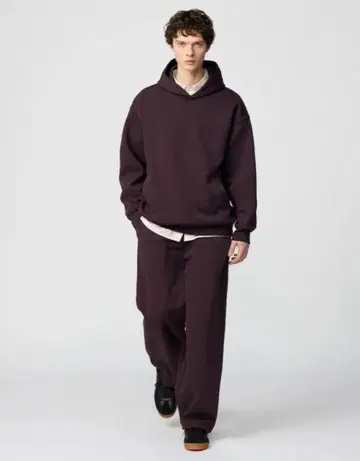 유니클로 맨투맨 셋업 브라운