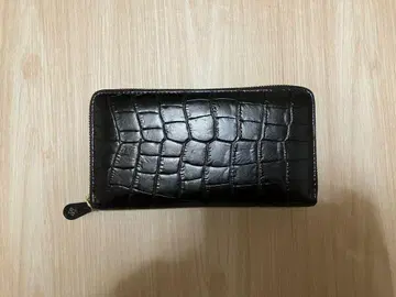 거의 새상품 에팅거 지갑 ROUND ZIP PURSE 크로커 블랙