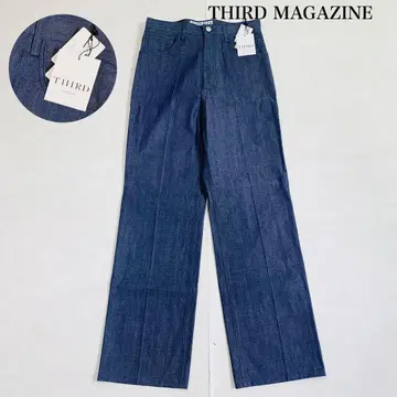 택 포함 THIRD MAGAZINE 데님 센터 프레스 팬츠 23년