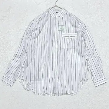 셔츠 긴팔 오버사이즈 스트라이프 화이트 M 넉넉한 심플