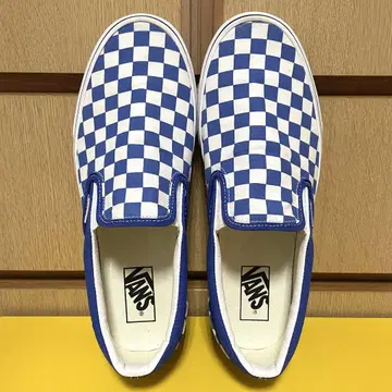 VANS 반스 체커 슬립온 스니커즈 블루 화이트 27.5