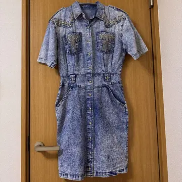 데님 반팔 셔츠 원피스 M 사이즈