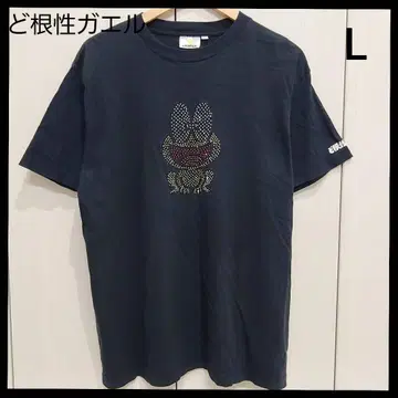 [레어] 명랑 개구리 뽕키치 애니메이션 반팔 티셔츠 블랙 비즈 반짝이 L