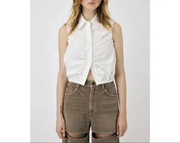 [새상품급] moussy GATHER SLEEVELESS 셔츠