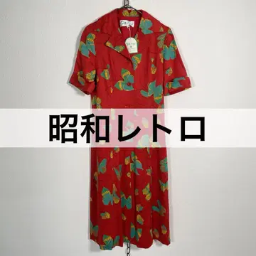 데드스탁 택 포함 쇼와 레트로 롱 셔츠 원피스 파피용 나비