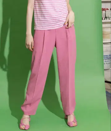 새상품 MAISON SPECIAL 백 새틴 이지 슬랙스 핑크 M