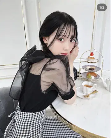 michellMacaron 백리본 오간자 상의